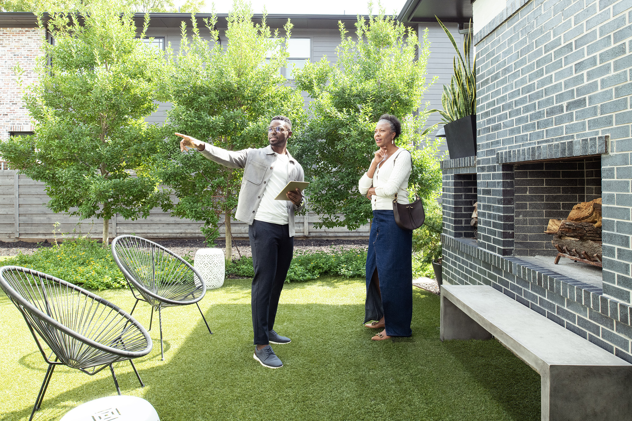 people in backyard